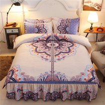 Upscale European-style palace Palace Wind Bed Four Pieces Full Cotton Pure Cotton Princess Wind Thickened Bed Skirt Wedding four pieces