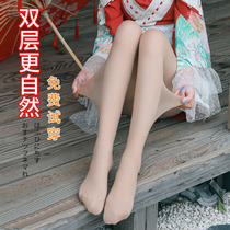 Light Leg God Instrumental Woman Supernatural Autumn Winter Nude Sensation Double Layer Silk Stockings Garnter Thickened Warm Flesh Color Beating Underpants Women Wear