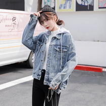 2021 New hooded denim coat female loose student Korean BF wild short spring and autumn jacket top tide