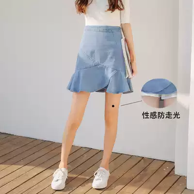 Denim skirt female summer high waist a 2021 new anti-light ruffle slim student fishtail short skirt