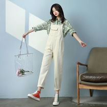 Denim Back Belt Pants Woman Spring Autumn Korea Version Loose 2022 New Milky Small Subtracted SLIM STRAIGHT BARREL PANTS