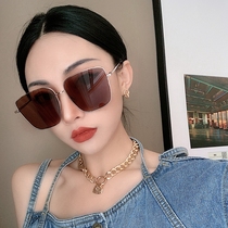 Korean version of large frame square 2020 new net red sunglasses women gold edge glasses face face small round big face sun glasses tide man