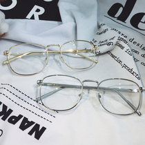 Korean version of metal gold-rimmed small box for men and women couples glasses can be equipped with myopia tide retro Harajuku flat lens