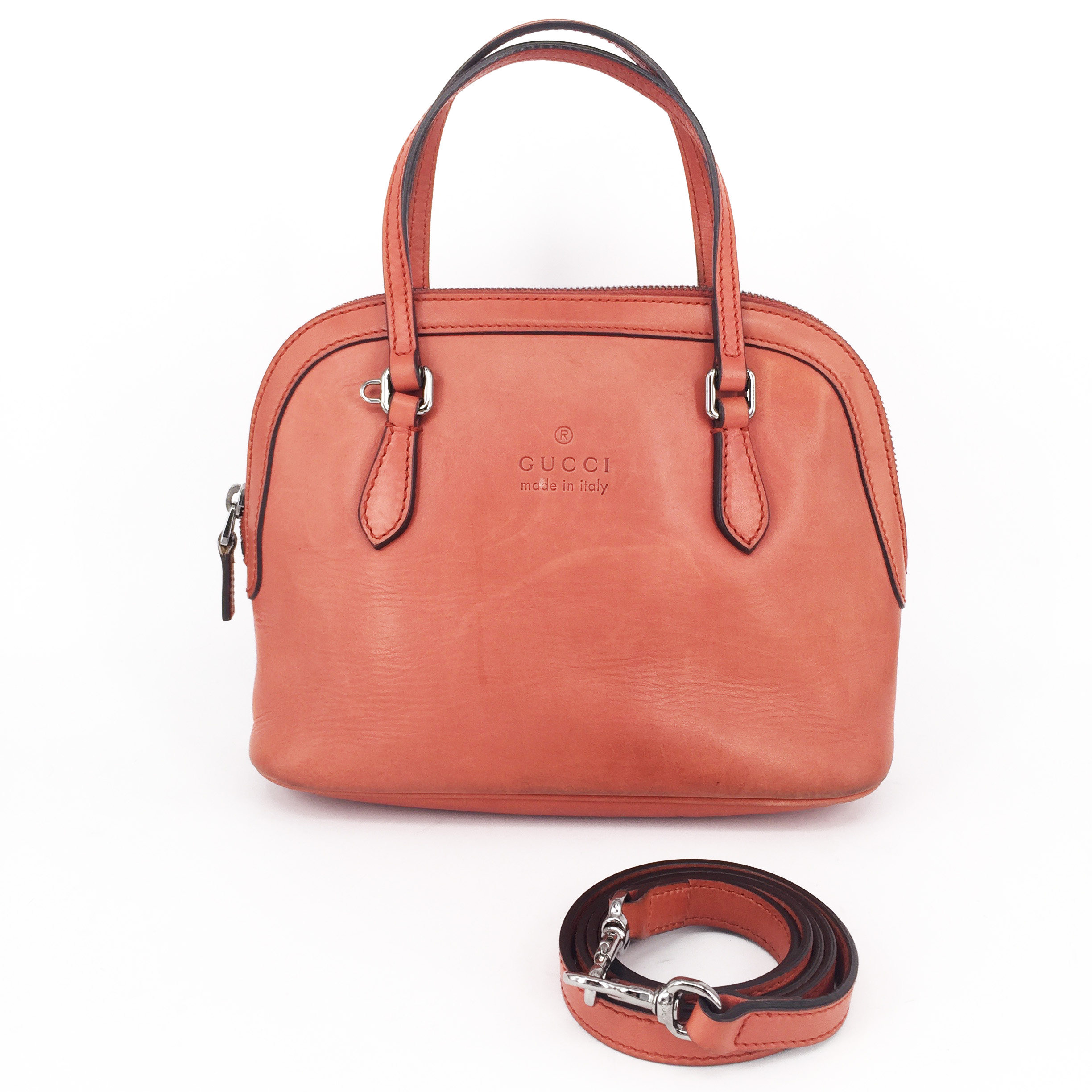 [9新] gucci/古驰 女士豆沙色贝壳单肩手提包