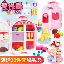 Talking childrens toy refrigerator large simulation double door kitchen house boy girl small trolley case