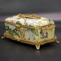 Paper box European tissue box high-end luxury living room home furnishings creative copper with porcelain drawing paper box bedroom girl