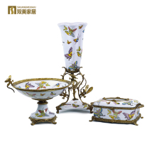 European ceramic inlaid copper decoration living room porch decoration wedding gift creative painting high-grade copper personality romance