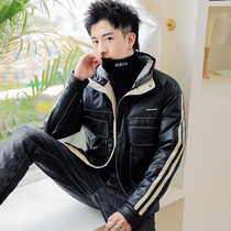 Down jacket mens short style 2022 winter new fashion stand collar down jacket Korean style trendy handsome winter coat
