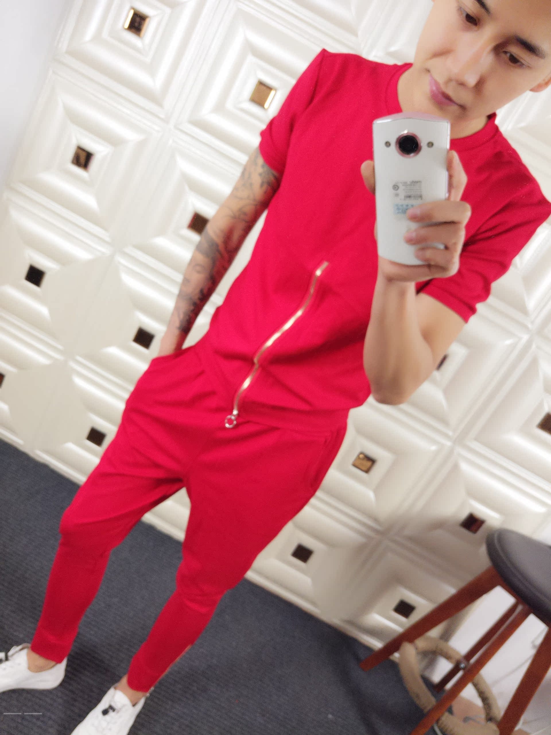 2017春夏季短袖男装卫衣卫裤运动套装两件套 社会精神小伙薄修身