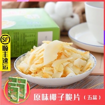 Hainan specialty coconut crispy roasted coconut chips coconut meat dried coconut strips spring light plain coconut crisp 60g * 5 boxes