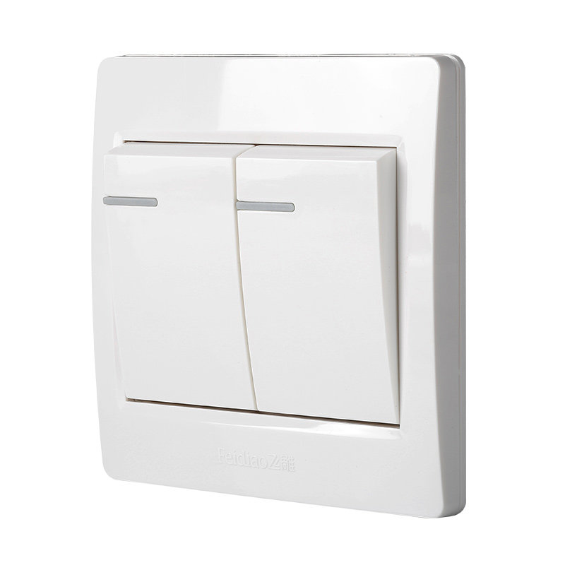 飞雕开关插座官方旗舰店新品尚居系列雅白色二开双控双开双