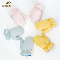 Children winter down cotton gloves male thick baby boy 3 years old girl cute cartoon waterproof snow warm