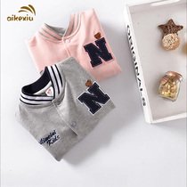 Childrens coat boys and girls baseball uniforms Spring and autumn tops Korean version of medium-length childrens coat handsome tide childrens clothing Foreign