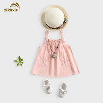 New girls sling vest sleeveless baby vest summer girl child suspender skirt dress