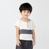 Original design new children cotton linen T-shirt short sleeve shirt summer baby cotton shirt childrens clothing spring and autumn