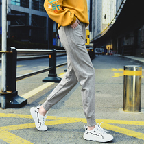 Sports pants women's new loose tide beam toe pants lengthened radish pants autumn and winter adds velvet and leisure halon pants in 2022