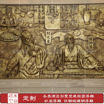 Custom sandstone glass fiber reinforced plastic sculpture mural Chinese medicine culture relief farming folk museum imitation copper relief wall