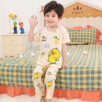 Children's pajamas boy autumn cotton short-sleeved trousers thin-packed summer boy little home clothes cartoon