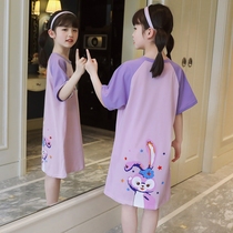 Girls' pajamas in summer pure cotton thin sleeves Princess girls' skirt Star Delux summer clothes children's pajamas