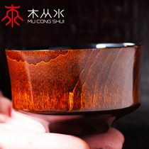 Spot can choose basswood tire paint process lacquer tea bowl through natural growth wood grain natural lacquer production