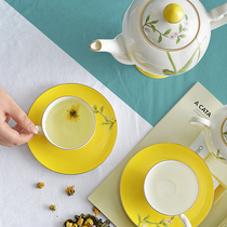 Jiayu bone China 15 heads whisk quiet and quiet hand-painted coffee set National tide style afternoon tea coffee cup and saucer set