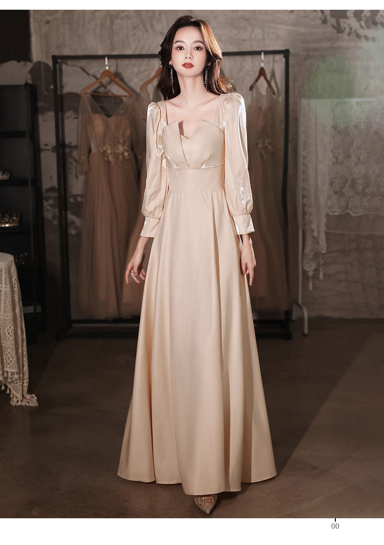 晚礼服女新款2021宴会气质轻奢小众端庄大气年会主持秋冬