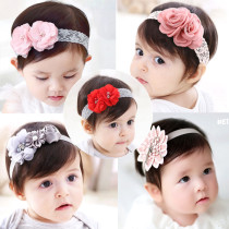 0 1 year 3 baby hair band Korea 6-12 months 100 days baby princess head decorated with flowers children hair accessories lace