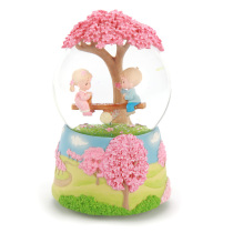 JARLL Crystal ball music box Music box Girls children couple birthday creative gift Cherry blossom love snowflake