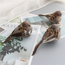 Simulation Sparrow colored feather bird props bird cage decoration fake bird photography decoration bird Tanabata bird