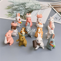 Bunny cake decoration ornaments 12 wreath animal rabbit mini cute decoration desktop Mori micro landscape