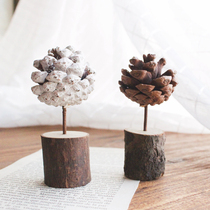 (Kami Youpin) Micro landscape decoration tree landscape Christmas pine cone ornaments wooden pier DIY decorative ornaments wooden stakes
