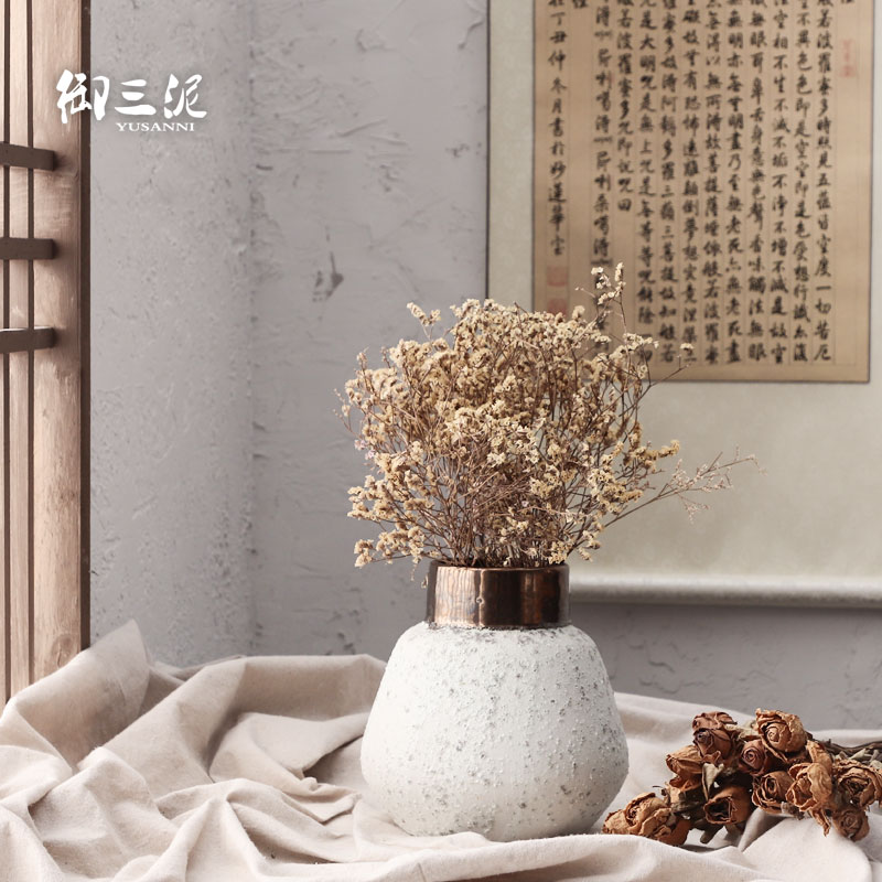 Dried flower adornment furnishing articles coarse light some ceramic pot flower arranging flower implement restoring ancient ways is the key-2 luxury of I and contracted ceramic vases, snow black copper