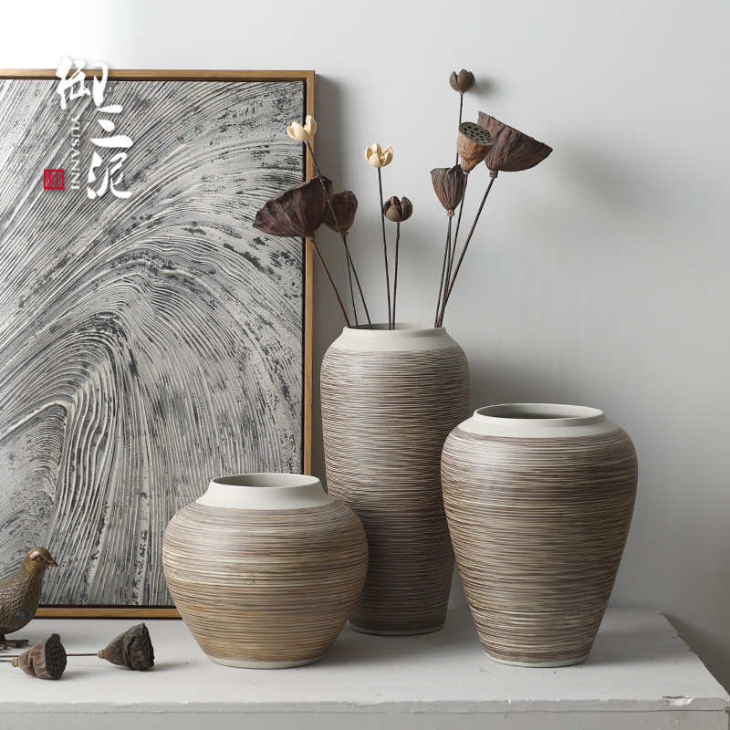 Contracted and I ceramic countertops dry vase decoration restoring ancient ways furnishing articles sitting room put flowerpot grain boundary line thick some ceramic pot