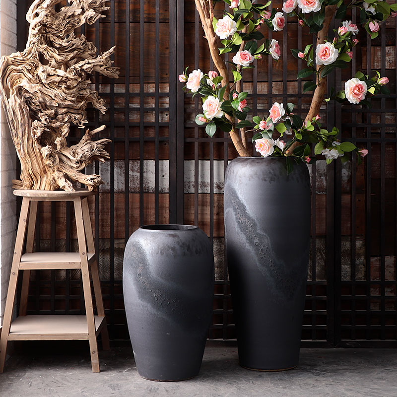 Retro POTS dry flower vases, flower arrangement sitting room adornment is placed I and contracted courtyard large - diameter pot cylinder