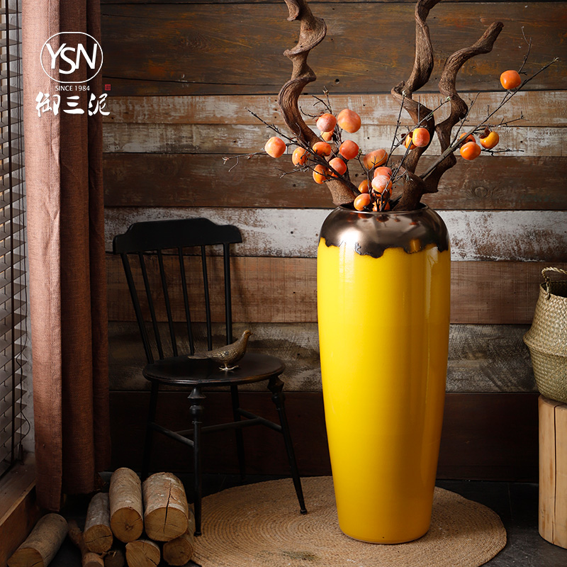 Ceramic vase simulation flower adornment flower arranging ground large porcelain decoration big yellow plutus festival furnishing articles sitting room