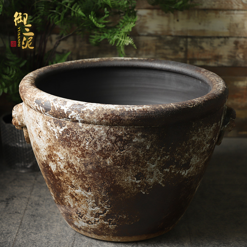 The Head of archaize ceramic VAT coarse pottery aquarium landing place courtyard garden hand round the altar tank big flower pot