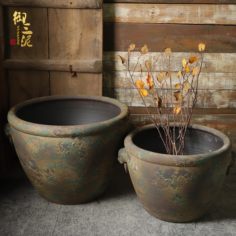 The Head of archaize ceramic VAT coarse pottery aquarium landing place courtyard garden hand round the altar tank big flower pot