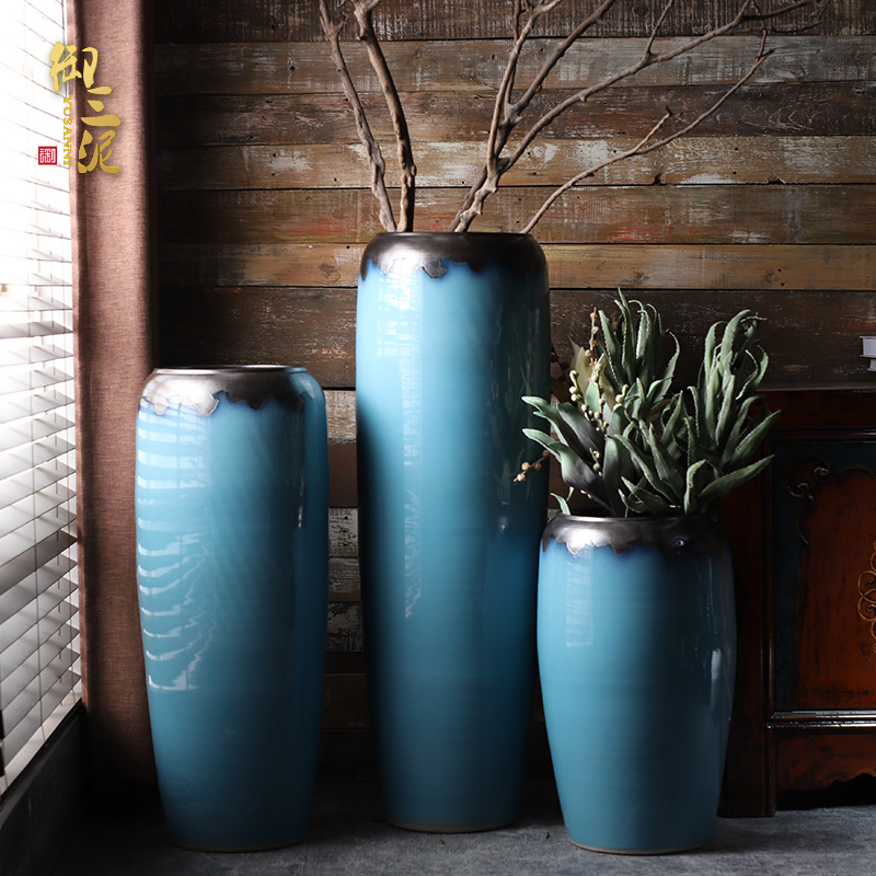 Contracted and I big blue European - style ceramics vase furnishing articles flower arrangement sitting room ground POTS hotel home decoration