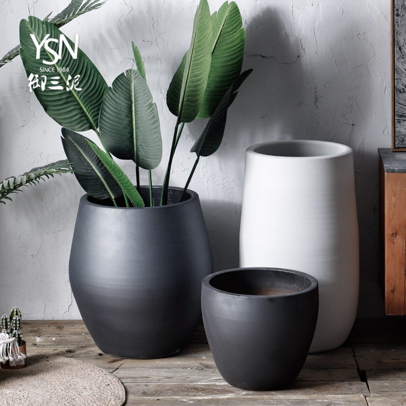 Royal three I and contracted sitting room place of large diameter mud green plant basin ceramic Nordic creative vase flowerpot indoor and is suing