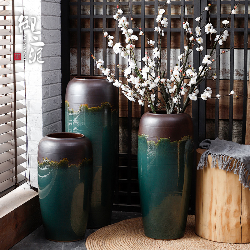 Ceramic vases, flower arrangement sitting room place I and contracted retro dry flower of large European jingdezhen porcelain flowerpot