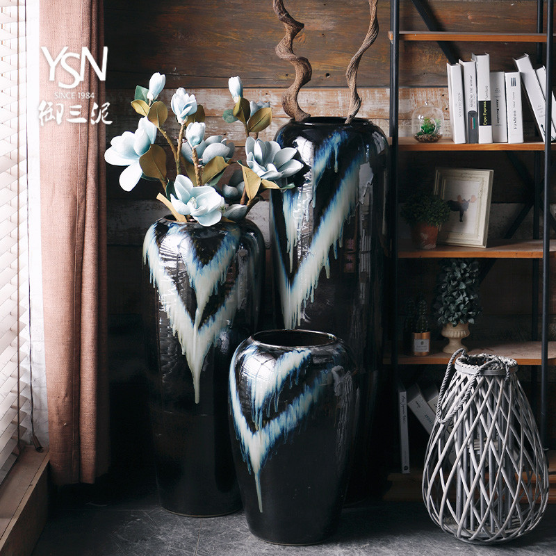 Royal jingdezhen ceramic vase simulation flower implement three mud floor decoration light sitting room key-2 luxury furnishing articles I and contracted arranging flowers