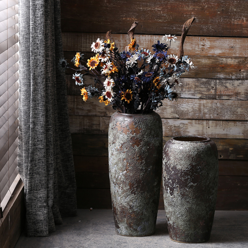 Ground vase large rural Chinese style restoring ancient ways is inserted dried flowers coarse pottery sitting room hotel villa do old ceramic furnishing articles