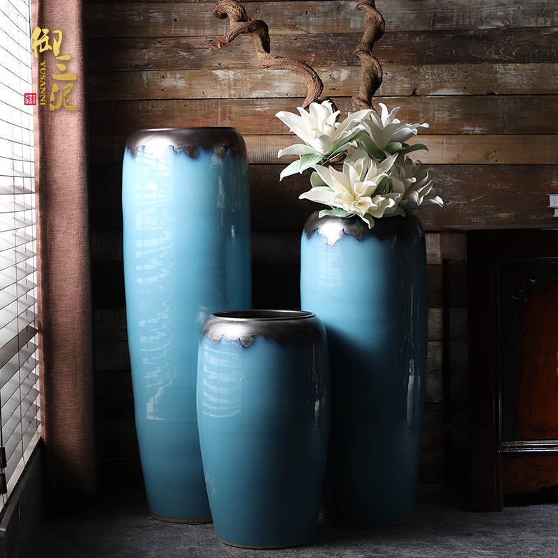 Contracted and I big blue European - style ceramics vase furnishing articles flower arrangement sitting room ground POTS hotel home decoration