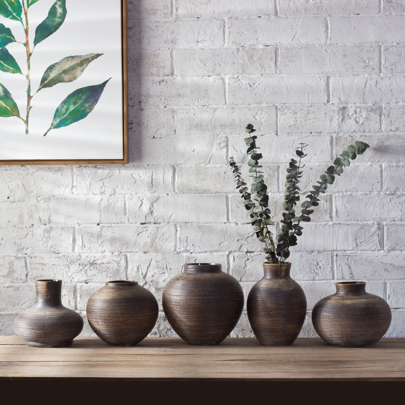 Jingdezhen checking ceramic vase retro contracted flowers, dried flowers in hydroponic flowers in the living room table of Chinese zen furnishing articles