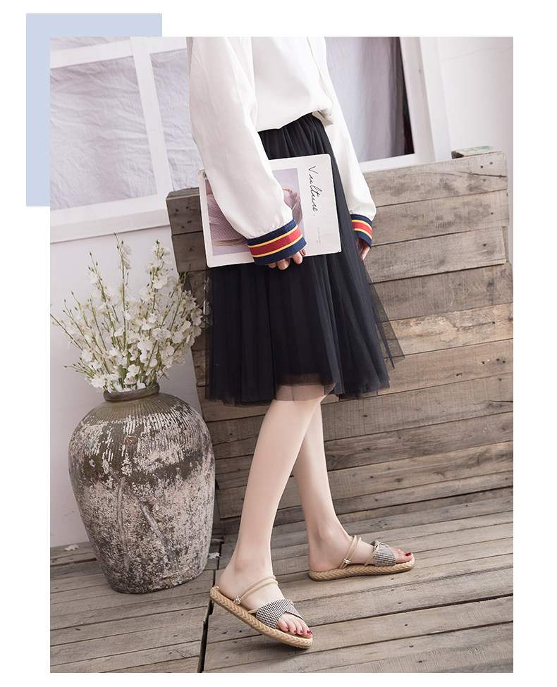 爆款草编凉鞋女夏季2019新款平底两穿拖鞋学生仙女风ins潮罗马