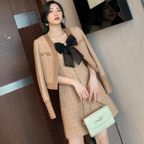 FENING MAJE 2020 Autumn and Winter new small fragrant style short dress dress Lady bow dress women