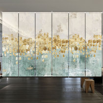 Rolling curtain lifting and light transmission living room entrance warm hanging fabric curtain modern Chinese Nordic abstract Balcony decoration