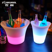 Zoshang ice bucket Champagne bucket Wine ice bucket LED charging luminous ice bucket Durable and resistant to falling 2 corners milk white wine ice bucket