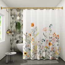 Inkstone autumn idyllic shower curtain set non-perforated toilet bathroom waterproof cloth anti-mold thickening water curtain shower curtain