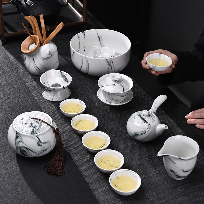 Tao blessing ink zen ceramic tea set household ink kung fu tea teapot teacup tea bag in the mail